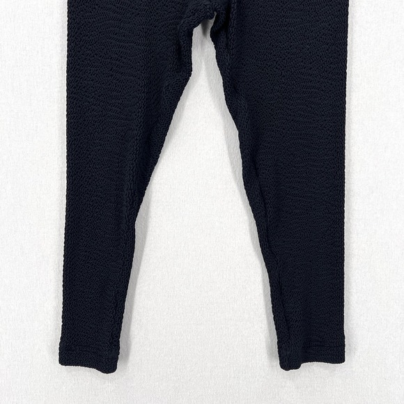 VINTAGE JANTZEN Stretch Leggings Womens 10 Black Crinkle Knit Pull On Elastic - Picture 5 of 11